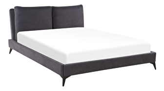Manželská postel 160 cm MELIA (polyester) (tmavě šedá) (s roštem)