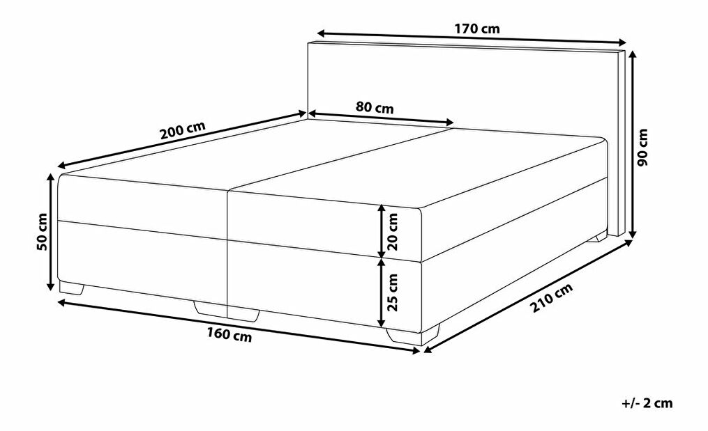 Kontinentální postel 160 cm PREMIER (s matracemi) (světle šedá)