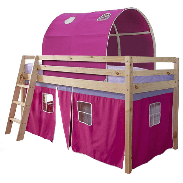 Patrová postel 90 cm Indigo (růžová) (s roštem)