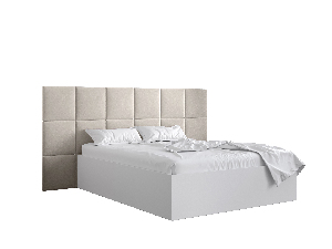 Manželská postel s čalouněným čelem 160 cm Brittany 4 (bílá matná + krémová) (s roštem)