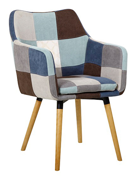 Jídelní židle Landor (modrobéžový patchwork) *výprodej