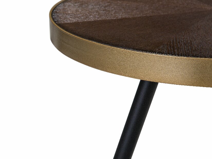 Konferenční stolek Renola (tmavé dřevo) (zlaté nohy)