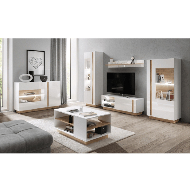 TV stolek/skříňka Cethos Typ 138 (bílá + dub grandson) *výprodej