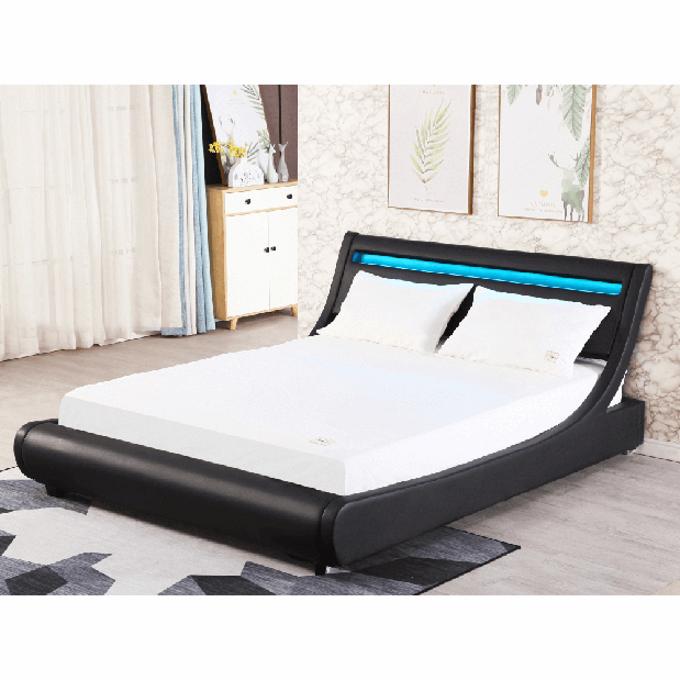 Manželská postel 160 cm Filina (černá) (s roštem) *výprodej