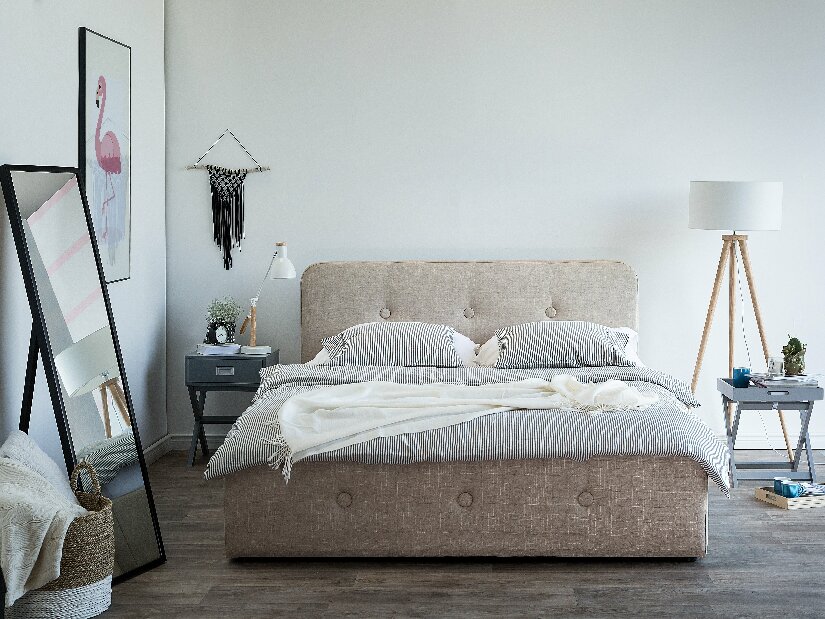 Manželská postel 180 cm ROME (s roštem a úl. Prostorem) (béžová)