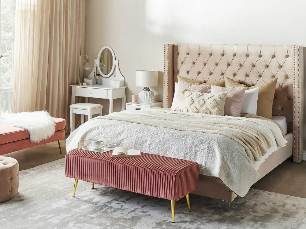 Manželská postel 180 cm Lubbka (růžová) (s roštem)
