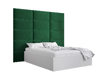 Manželská postel s čalouněným čelem 160 cm Brittany 1 (bílá matná + zelená) (s roštem)