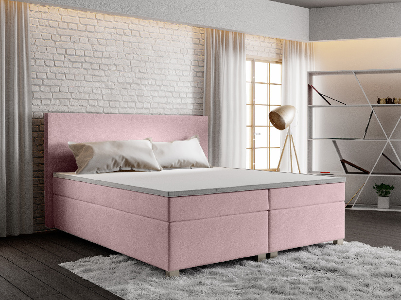 Manželská postel Boxspring 160 cm Simon (růžová) (s matrací, bez úložného prostoru)