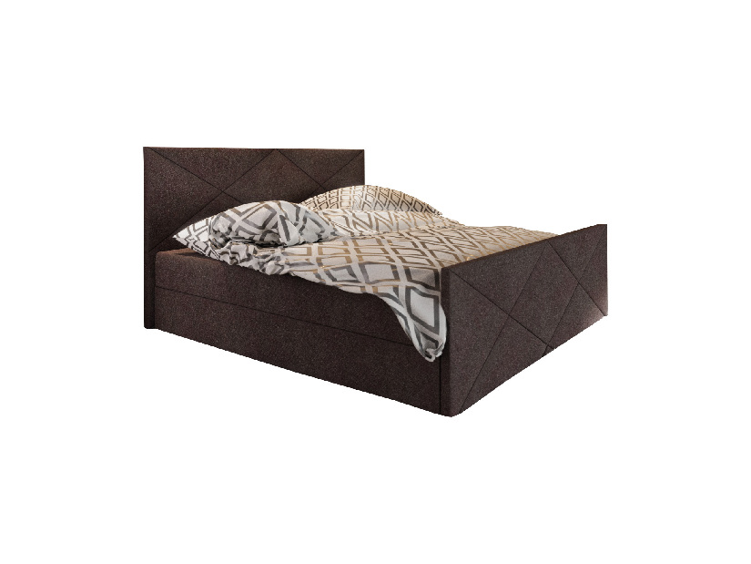 Manželská postel Boxspring 140 cm Milagros 4 (tmavě hnědá) (s matrací a úložným prostorem)