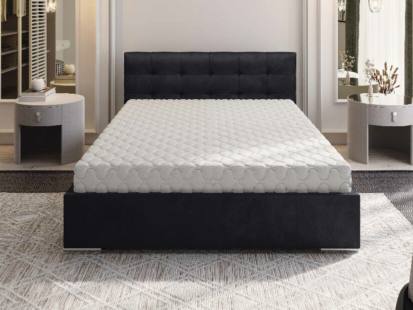 Manželská postel 140 cm Hermila (černá) (s roštem a úložným prostorem)