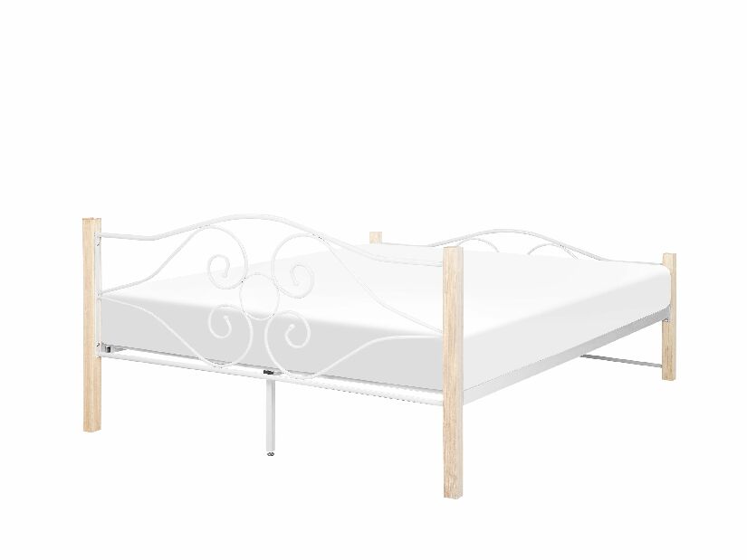 Manželská postel 160 cm FLANGE (s roštem) (bílá)