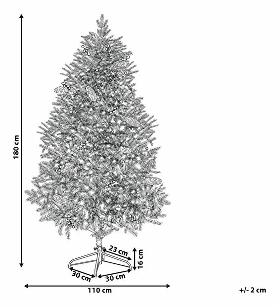 Umělý vánoční stromek 180 cm PELAM (zelená) (se světly)