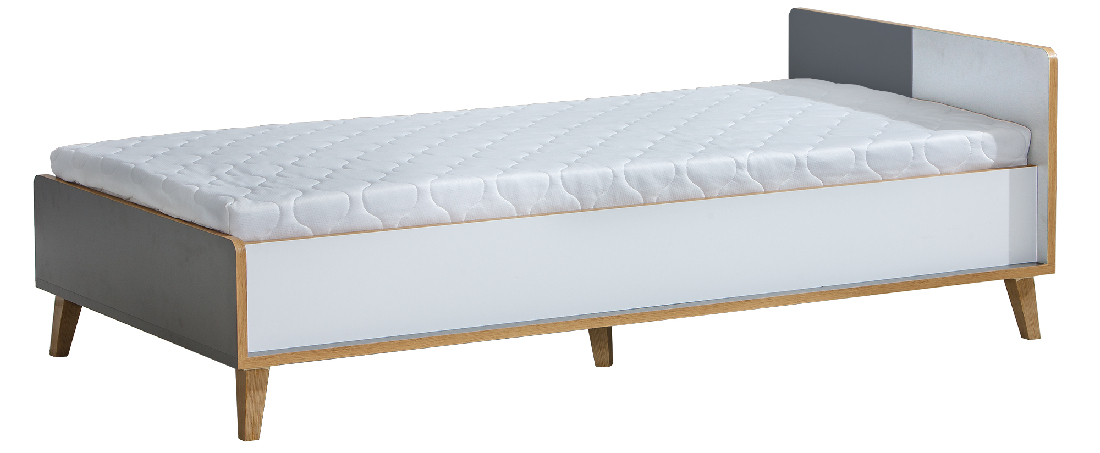 Jednolůžková postel typ W10 90x195 cm Wendy (antracitová + bílá + dub wotan)