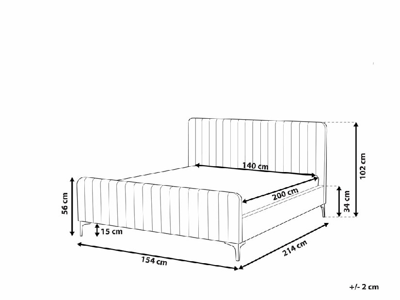 Čalouněná postel 140x200 cm Laraine (světle šedá) (s roštem)