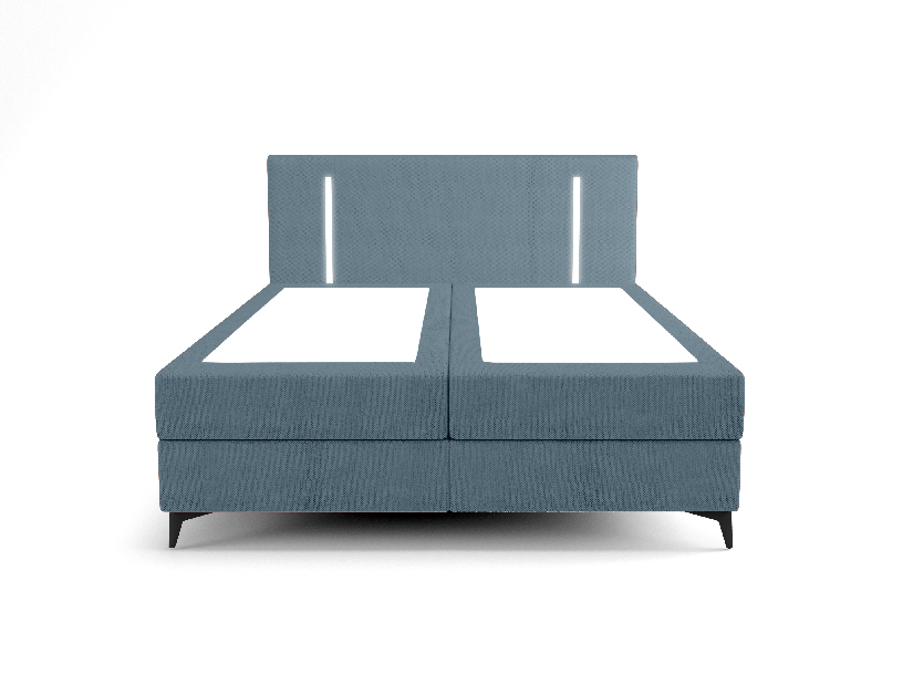 Manželská postel 180 cm Ortega Comfort (světlomodrá) (s roštem a matrací, s úl. prostorem) (s LED osvětlením)