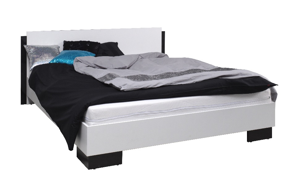Manželská postel 160 cm Laurenia (černá) (s roštem)