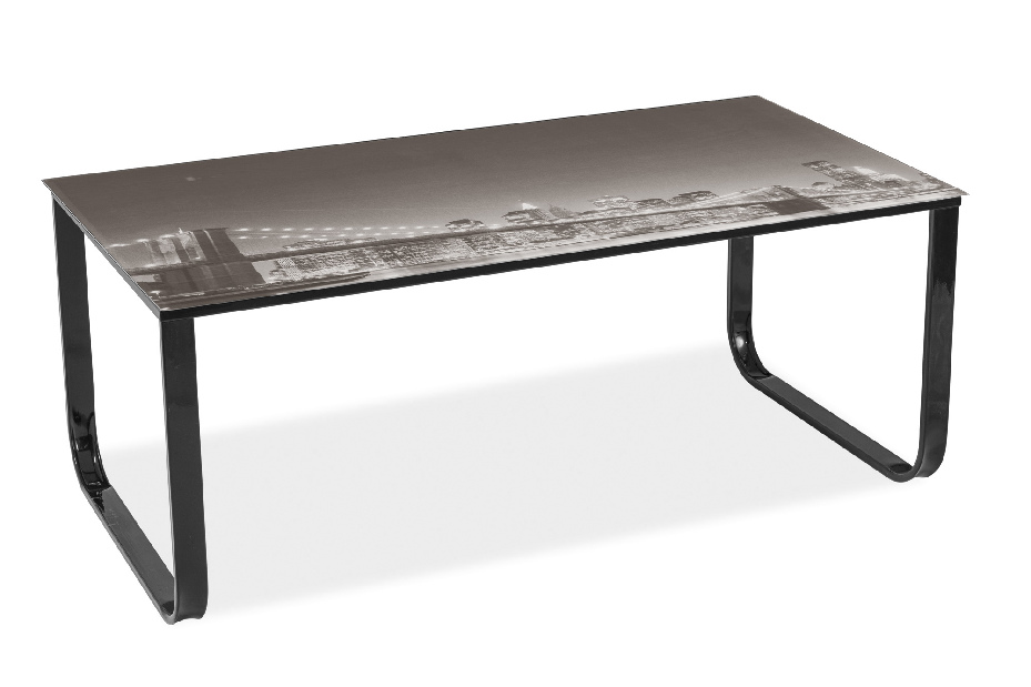 Konferenční stolek Thurso II (černá + grafika Brooklyn)