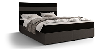 Manželská postel Boxspring 140 cm Locos (černá + šedá) (s matrací a úložným prostorem)