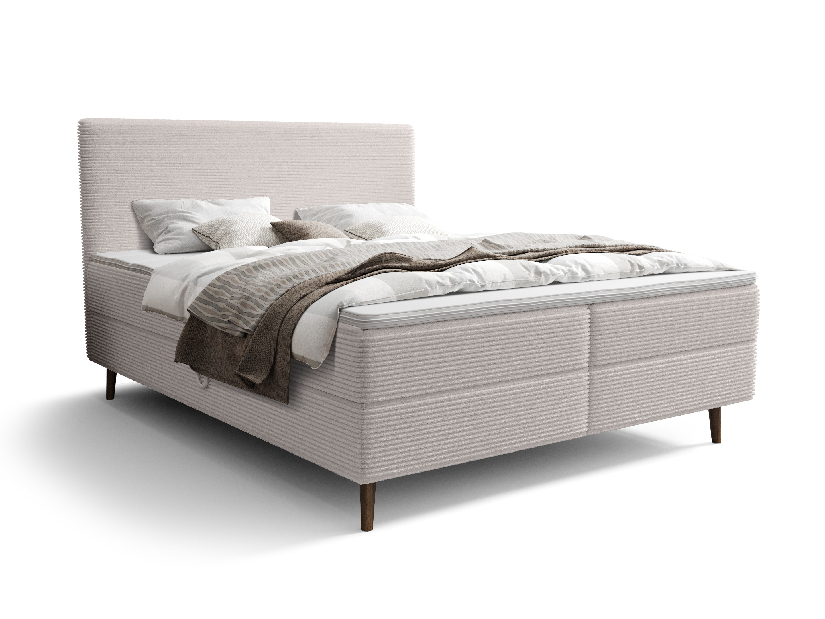 Manželská postel 200 cm Napoli Bonell (bílá) (s roštem, s úl. prostorem)