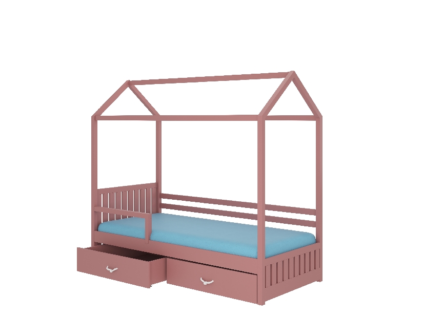Dětská postel 200x90 cm Rosie II (s roštem a matrací) (růžová)