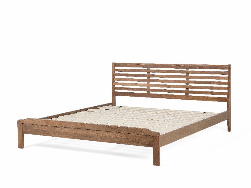 Manželská postel 180 cm CAROC (s roštem) (tmavé dřevo)
