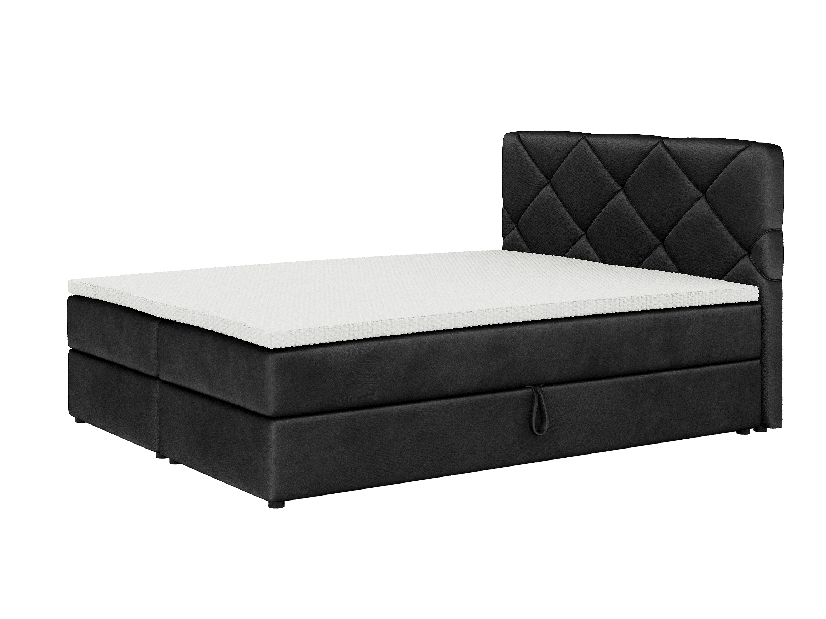 Kontinentální postel 140x200 cm Karum Comfort (černá) (s roštem a matrací)