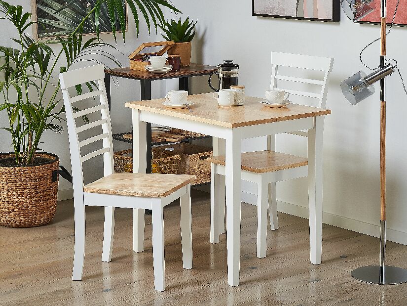 Jídelní stůl BARRY (světlé dřevo + bílá) (pro 4 osoby)