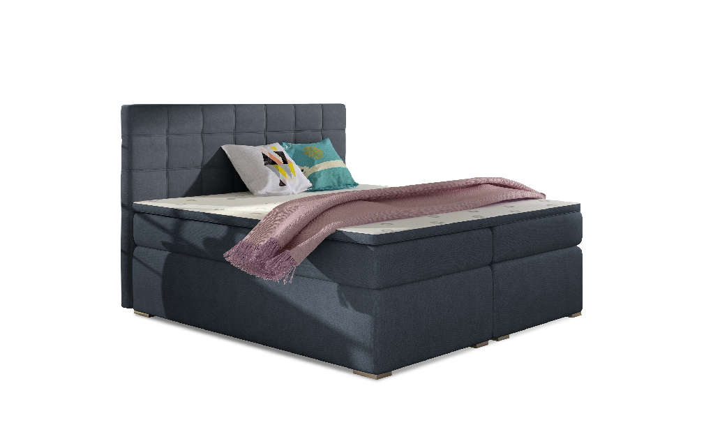 Kontinentální postel 140 cm Abbie (modrá) (s matracemi)
