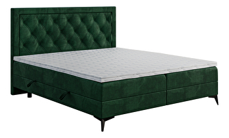 Manželská postel Boxspring 200 cm Dustin (tmavě zelená) (s matrací a úl. prostorem)
