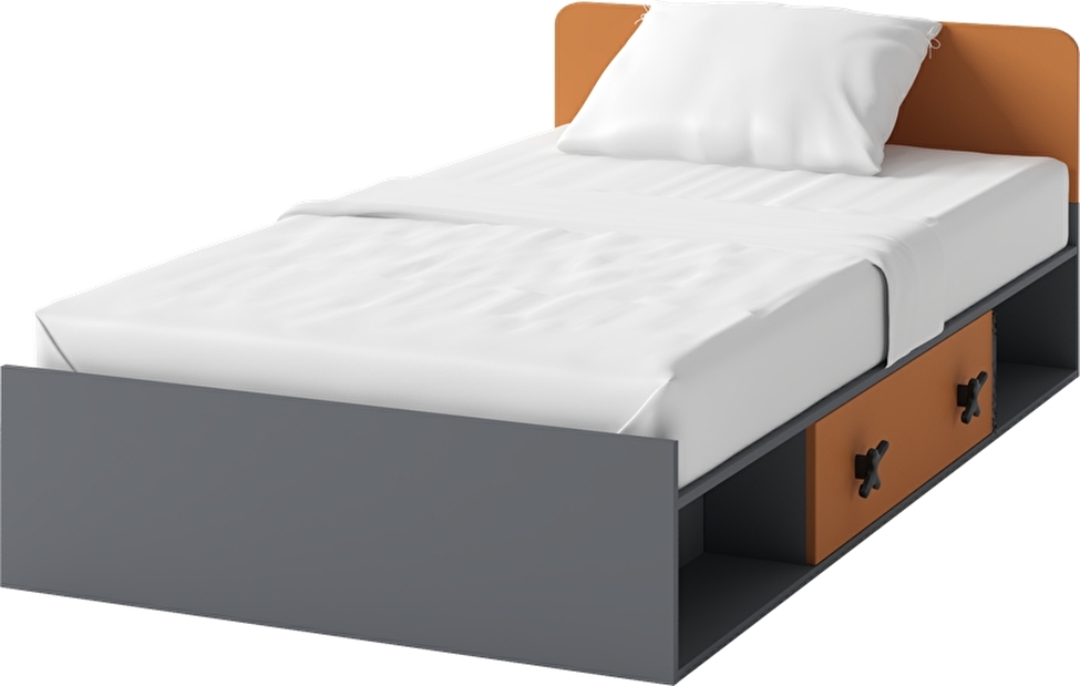 Jednolůžková postel 90 cm Iks X-16 (s roštem a matracem)
