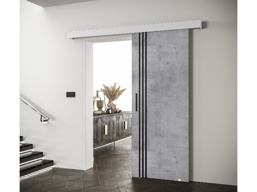 Posuvné dveře 90 cm Sharlene VI (beton + bílá matná + černá)
