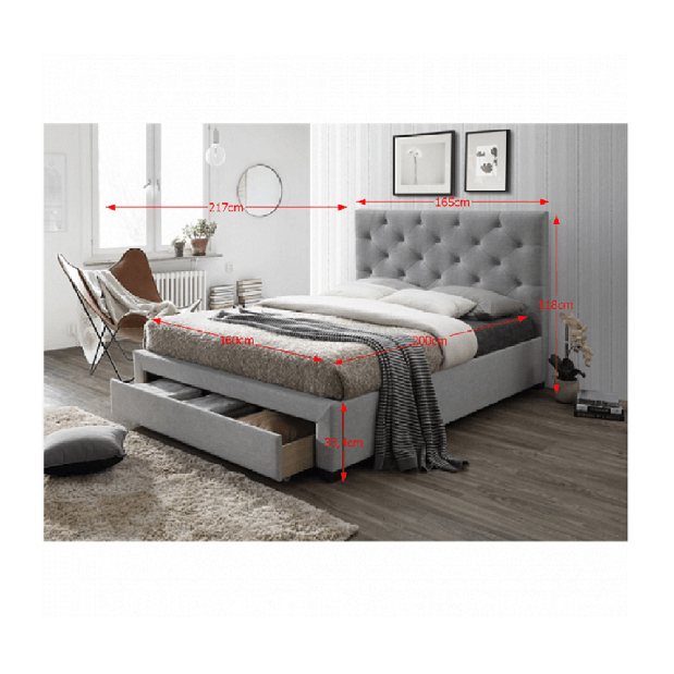 Manželská postel 160 cm Shemika (s roštem a úl. Prostorem)