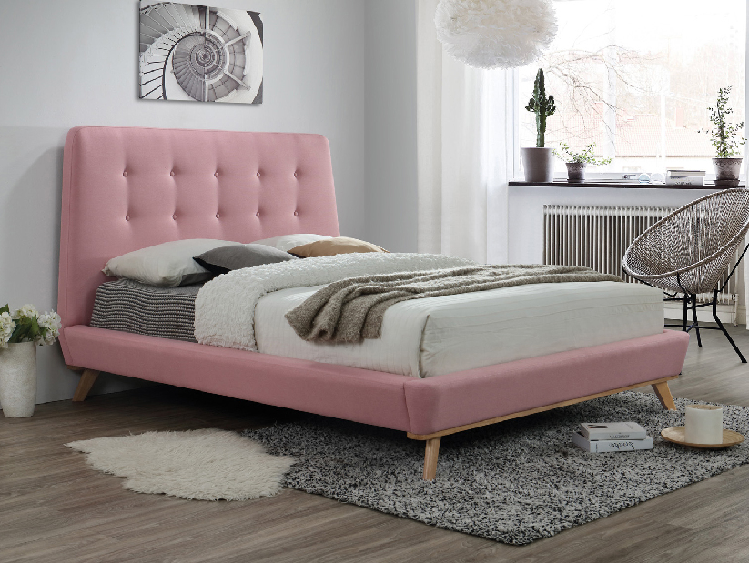 Manželská postel 160 cm Dona (růžová) (s roštem) *výprodej