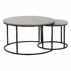 Set 2 konferenčních stolků Ilak (beton + černá)