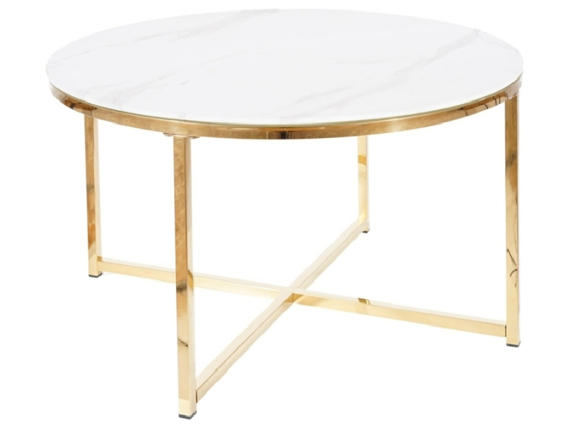 Konferenční stolek Sheba (bílá + zlatá)