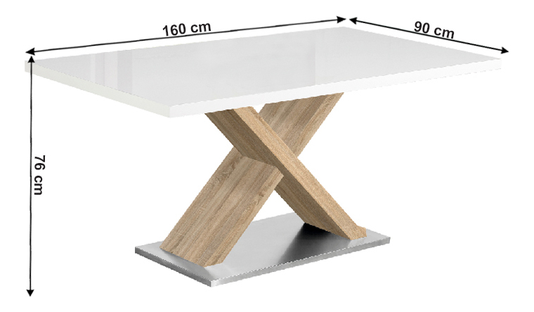 Jídelní stůl 160 cm Farni (bílá + dub sonoma)