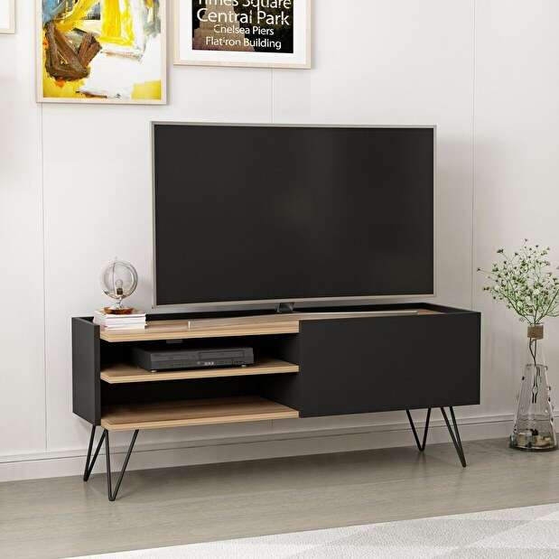 TV stolek/skříňka Arale (Ořech + Černá)