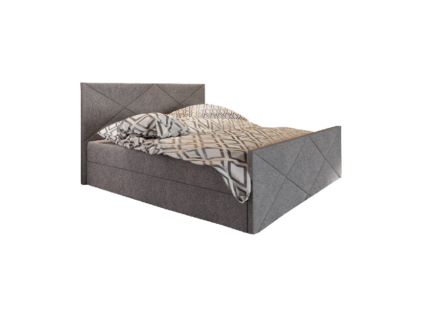 Manželská postel Boxspring 140 cm Milagros 4 (šedá) (s matrací a úložným prostorem)