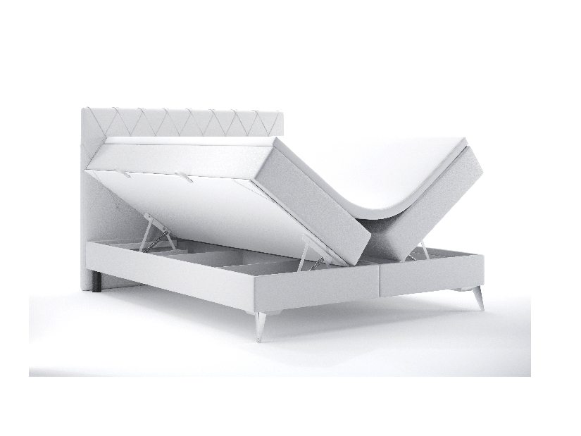 Kontinentální postel 180 cm Miror (bílá ekokůže) (s úložným prostorem)