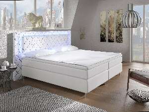 Manželská postel Boxspring 160 cm Pius (bílá) (s matracemi)
