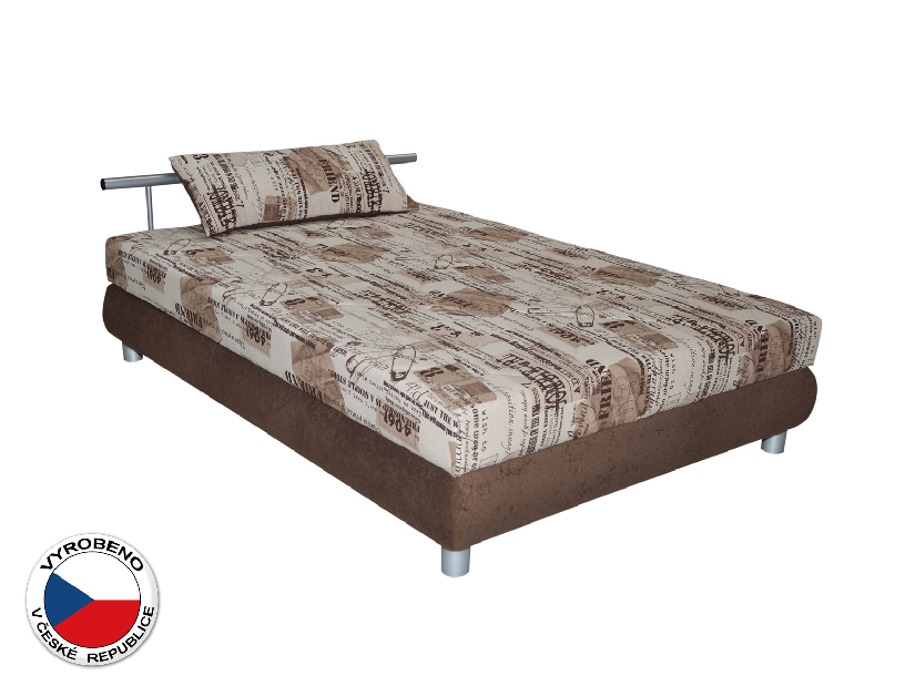 Jednolůžková postel 110 cm Blanár Adriana (vzor Sevila 24-40 + hnědá) (s roštem a matrací)