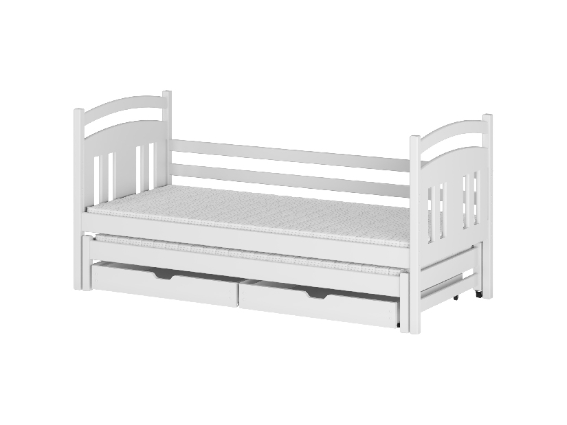 Dětská postel 80 cm FELTON (s roštem a úl. prostorem) (bílá)