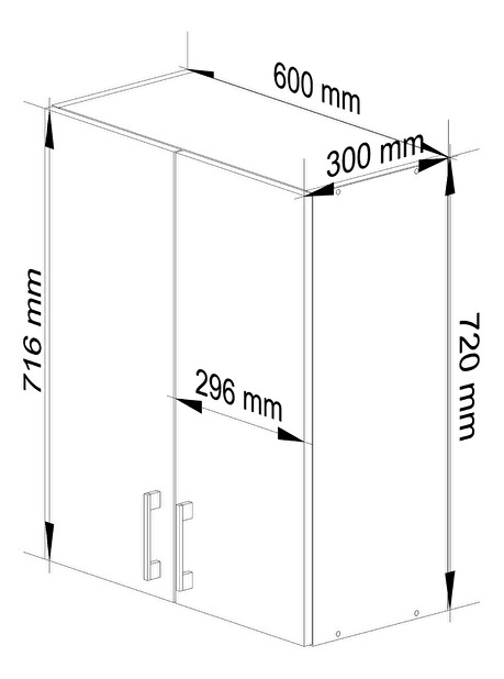 Horní kuchyňská skříňka Lula W60 720 (bílá + dub sonoma)