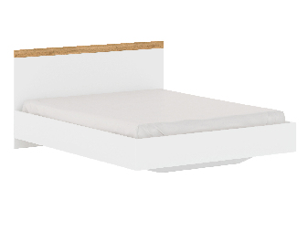 Manželská postel 160 cm Vina (bílá + dub wotan) (bez roštu a matrace)