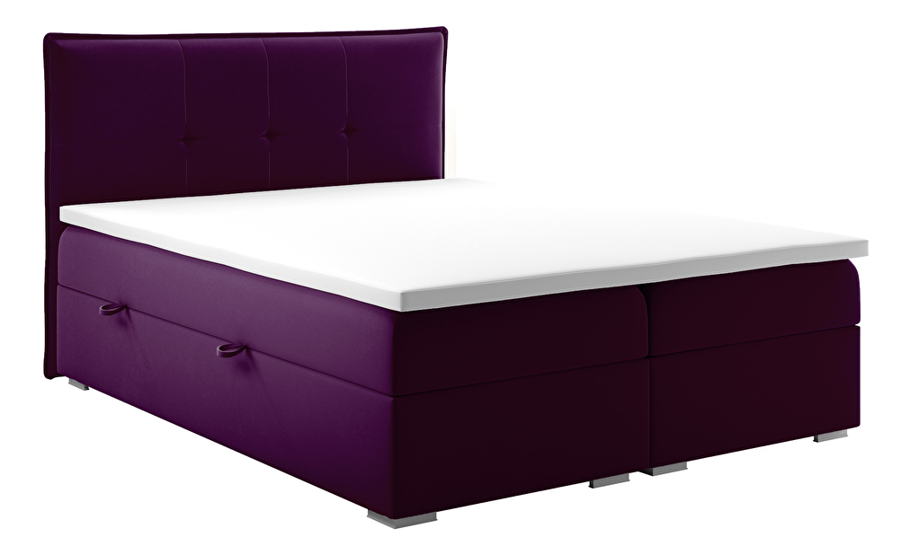 Manželská postel Boxspring 140 cm Carla (fialová)(s úložným prostorem)