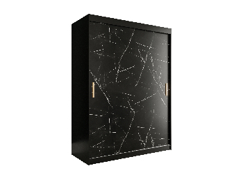 Šatní skříň 150 cm Marbelo T (matná černá + černý mramor)