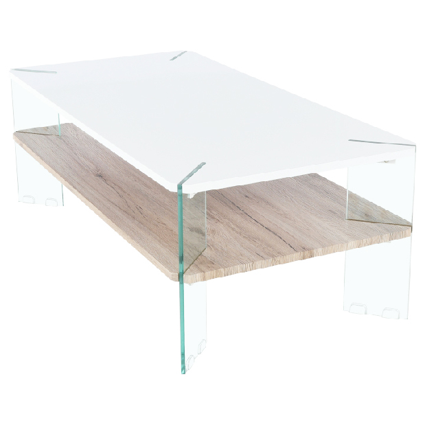 Konferenční stolek Mabilo (bílý lesk + dub sonoma)