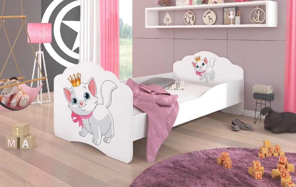 Dětská postel 140x70 cm Cassi (S roštem a matrací) (kočka)