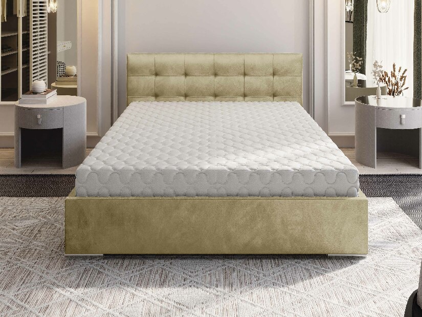 Manželská postel 160 cm Hermila (béžová) (s roštem a úložným prostorem)