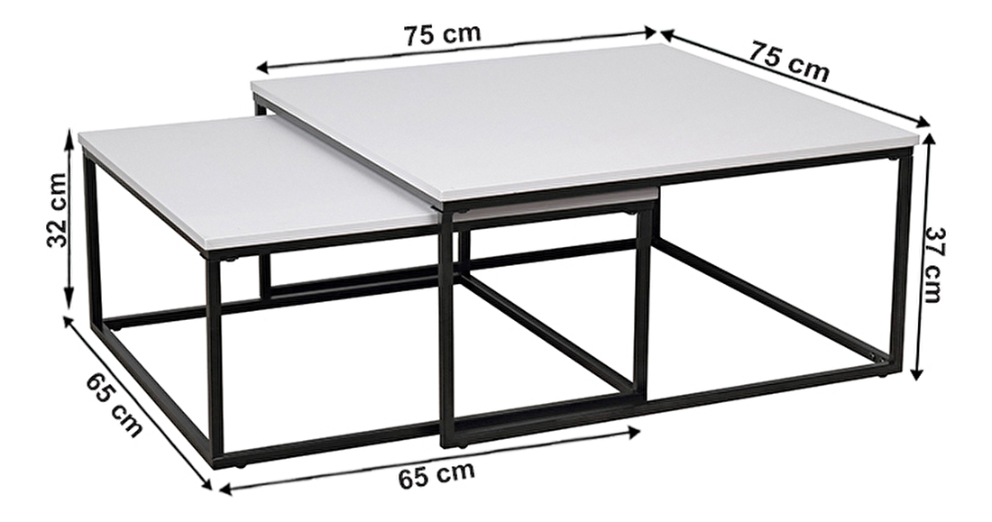 Set 2 konferenčních stolků Kastty typ 2 (bílá + černá) *výprodej